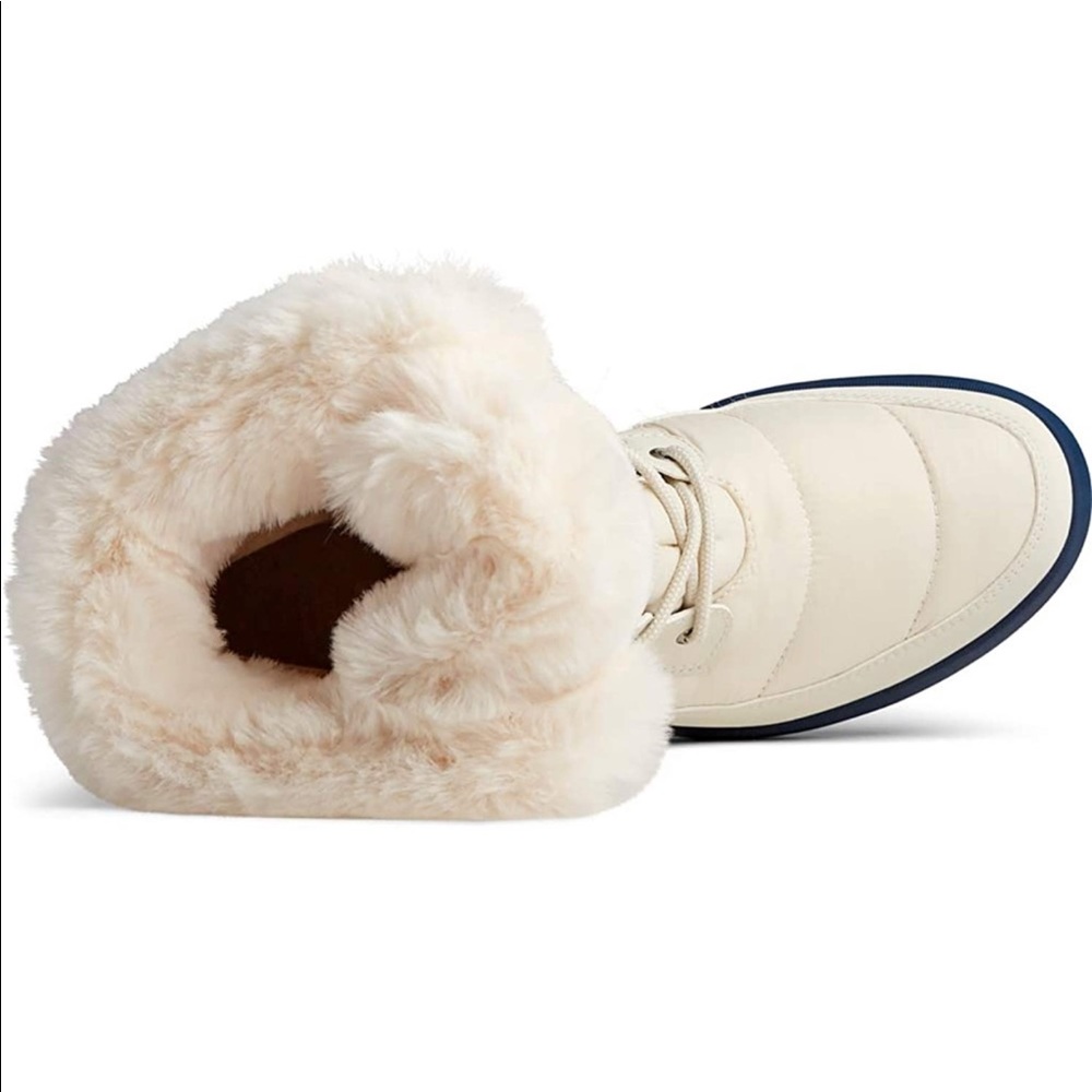 NWT - Sperry Women's Bearing Plushwave Boots Nautical Stripe Nylon Snow - Picture 5 of 6